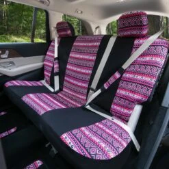 Mesa57 Southwestern Print Seat Covers - Combo Full Set Pink(Mesa57 Southwestern Print Seat Covers Combo Full Set Pink) -FH Group fb057 mesa pink 7 v2 1