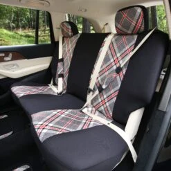 Tartan57 Plaid Print Seat Covers And Matching Floor Mats - White Combo Set(Tartan57 Plaid Print Seat Covers And Matching Floor Mats White Combo Set) 16 Tartan57 Plaid Print Seat Covers And Matching Floor Mats - White Combo Set(Tartan57 Plaid Print Seat Covers And Matching Floor Mats White Combo Set) -FH Group fb057 white tartan 7 1