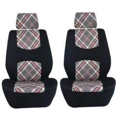 Tartan57 Plaid Print Seat Covers And Matching Floor Mats - White Combo Set(Tartan57 Plaid Print Seat Covers And Matching Floor Mats White Combo Set) 17 Tartan57 Plaid Print Seat Covers And Matching Floor Mats - White Combo Set(Tartan57 Plaid Print Seat Covers And Matching Floor Mats White Combo Set) -FH Group fb057 white tartan 9 1