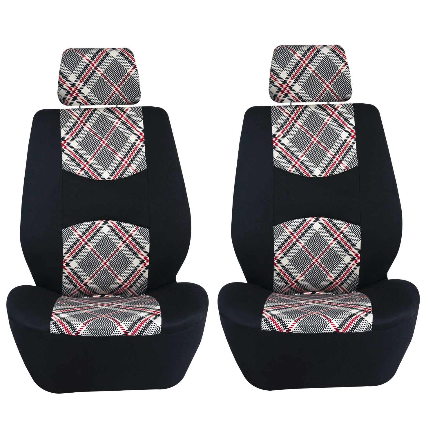 Tartan57 Plaid Print Seat Covers And Matching Floor Mats - White Combo Set(Tartan57 Plaid Print Seat Covers And Matching Floor Mats White Combo Set) 7 Tartan57 Plaid Print Seat Covers And Matching Floor Mats - White Combo Set(Tartan57 Plaid Print Seat Covers And Matching Floor Mats White Combo Set) - Image 7