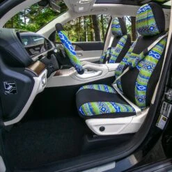 Mesa57 Southwestern Print Seat Covers - Combo Full Set Green(Mesa57 Southwestern Print Seat Covers Combo Full Set Green) -FH Group fb057green no floormat