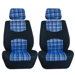 Tartan57 Plaid Print Seat Covers - Combo Full Set Blue(Tartan57 Plaid Print Seat Covers Combo Full Set Blue) -FH Group fb057tartan blue 9