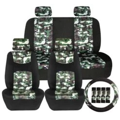 Buck59 Hunting Inspired Print Trim Seat Covers - Combo Full Set Light Camo(Buck59 Hunting Inspired Print Trim Seat Covers Combo Full Set Light Camo)