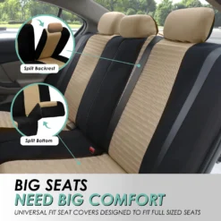 Trendy Elegance 3D Air Mesh Seat Covers - Rear Beige(Trendy Elegance 3d Air Mesh Seat Covers Rear Beige) -FH Group fb060 beige 4 2