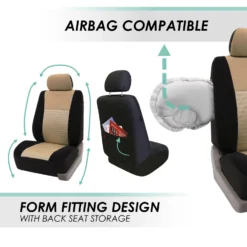 Trendy Elegance 3D Air Mesh Seat Covers - Full Set Beige(Trendy Elegance 3d Air Mesh Seat Covers Full Set Beige) -FH Group fb060 beige 5 3