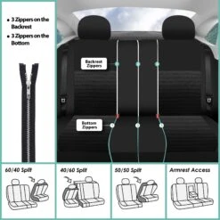 Trendy Elegance 3D Air Mesh 3 Row 7 Seater -Black Seat Covers(Trendy Elegance 3d Air Mesh 3 Row Seat Covers Black) 13 Trendy Elegance 3D Air Mesh 3 Row 7 Seater -Black Seat Covers(Trendy Elegance 3d Air Mesh 3 Row Seat Covers Black) -FH Group fb060 black 7 1