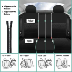Trendy Elegance 3D Air Mesh Seat Covers - Rear Black(Trendy Elegance 3d Air Mesh Seat Covers Rear Black) -FH Group fb060 black 7 3
