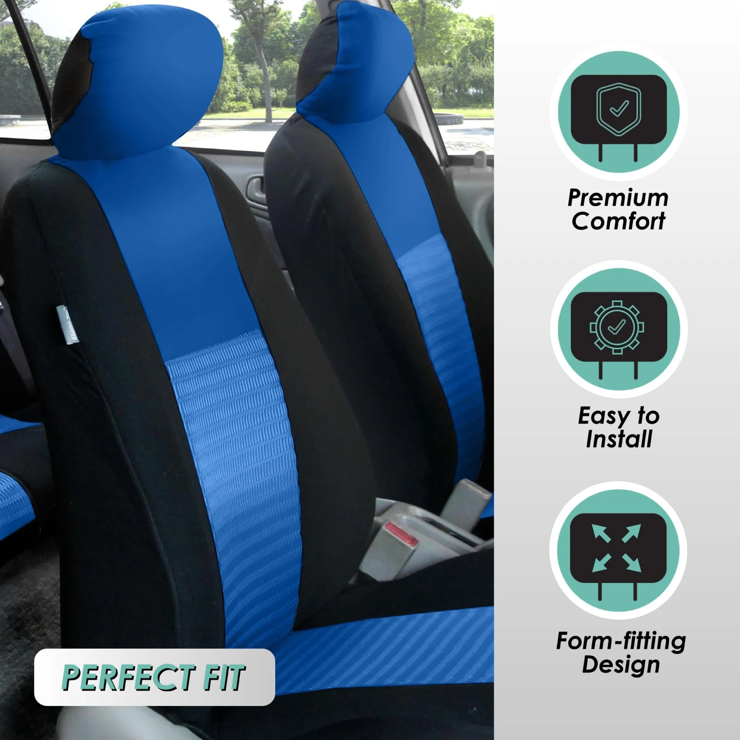 Trendy Elegance 3D Air Mesh Seat Covers - Front Set Blue(Trendy Elegance 3d Air Mesh Seat Covers Front Set Blue) 2 Trendy Elegance 3D Air Mesh Seat Covers - Front Set Blue(Trendy Elegance 3d Air Mesh Seat Covers Front Set Blue) - Image 2
