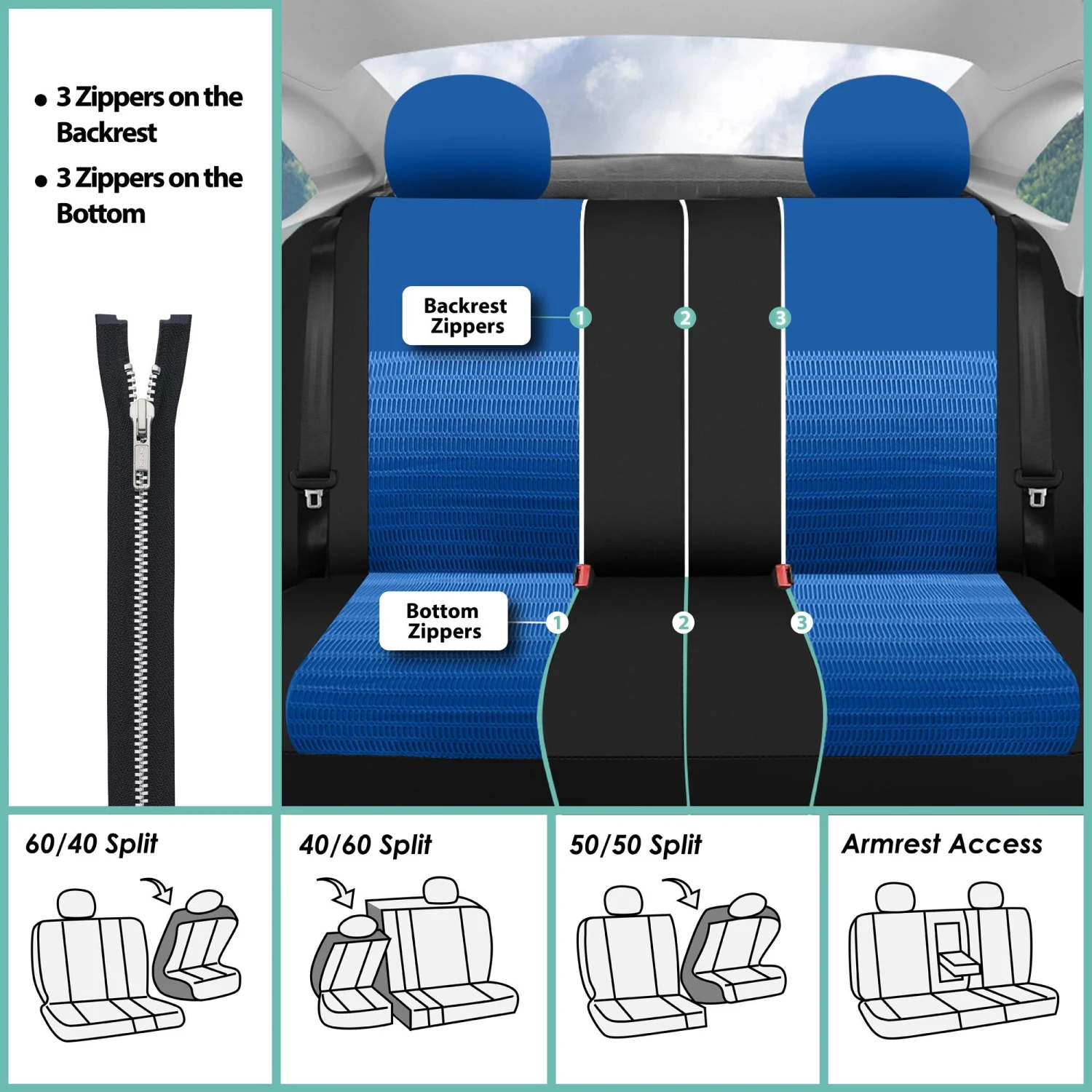 Trendy Elegance 3D Air Mesh 3 Row 7 Seater - Blue Seat Covers(Trendy Elegance 3d Air Mesh 3 Row Seat Covers Blue) 6 Trendy Elegance 3D Air Mesh 3 Row 7 Seater - Blue Seat Covers(Trendy Elegance 3d Air Mesh 3 Row Seat Covers Blue) - Image 6