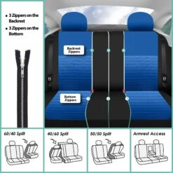 Trendy Elegance 3D Air Mesh Seat Covers - Full Set Blue(Trendy Elegance 3d Air Mesh Seat Covers Full Set Blue) -FH Group fb060 blue 7