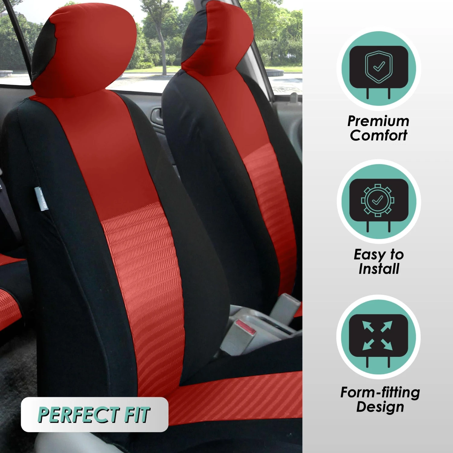Trendy Elegance 3D Air Mesh Seat Covers - Full Set Red(Trendy Elegance 3d Air Mesh Seat Covers Full Set Red) 2 Trendy Elegance 3D Air Mesh Seat Covers - Full Set Red(Trendy Elegance 3d Air Mesh Seat Covers Full Set Red) - Image 2