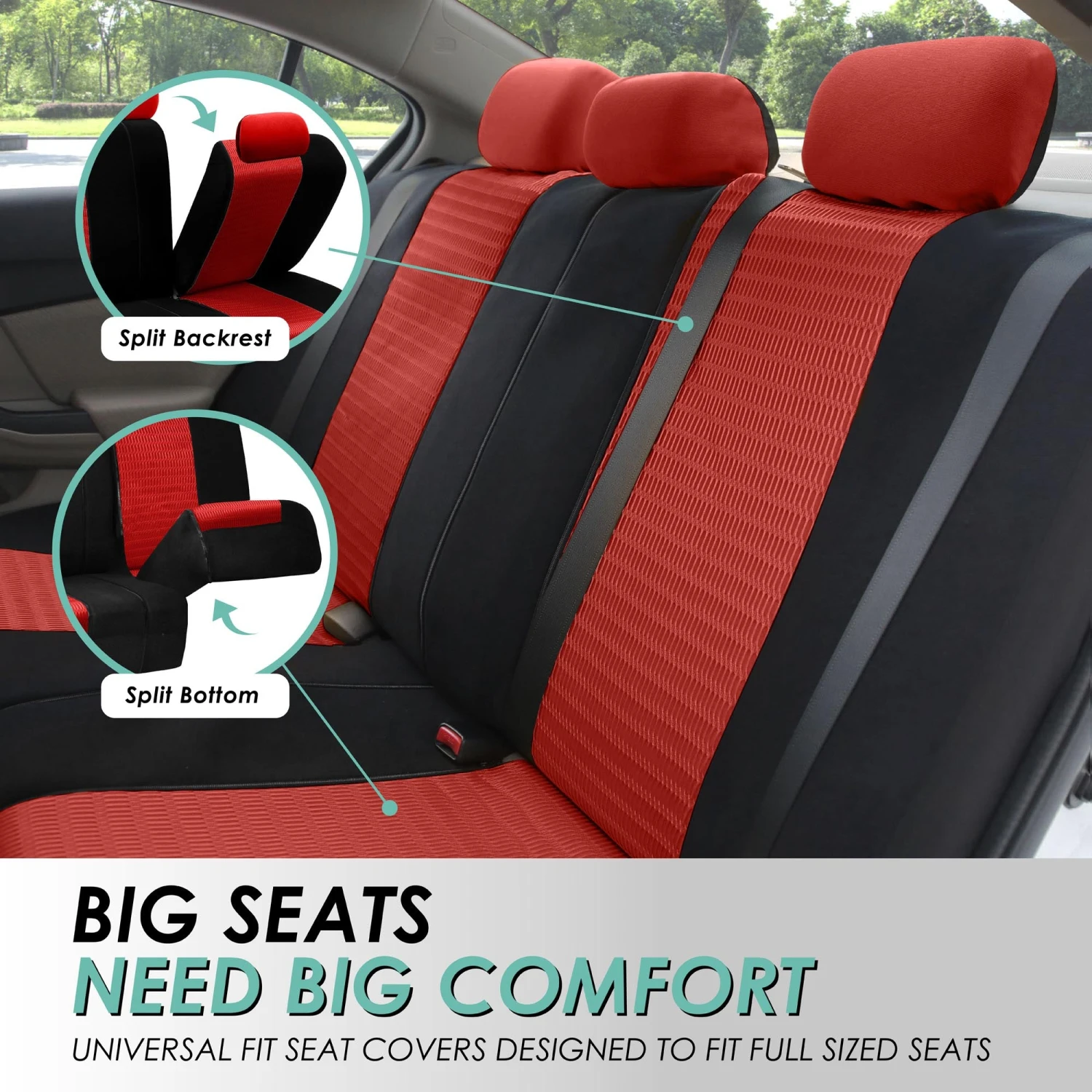 Trendy Elegance 3D Air Mesh Seat Covers - Full Set Red(Trendy Elegance 3d Air Mesh Seat Covers Full Set Red) 4 Trendy Elegance 3D Air Mesh Seat Covers - Full Set Red(Trendy Elegance 3d Air Mesh Seat Covers Full Set Red) - Image 4