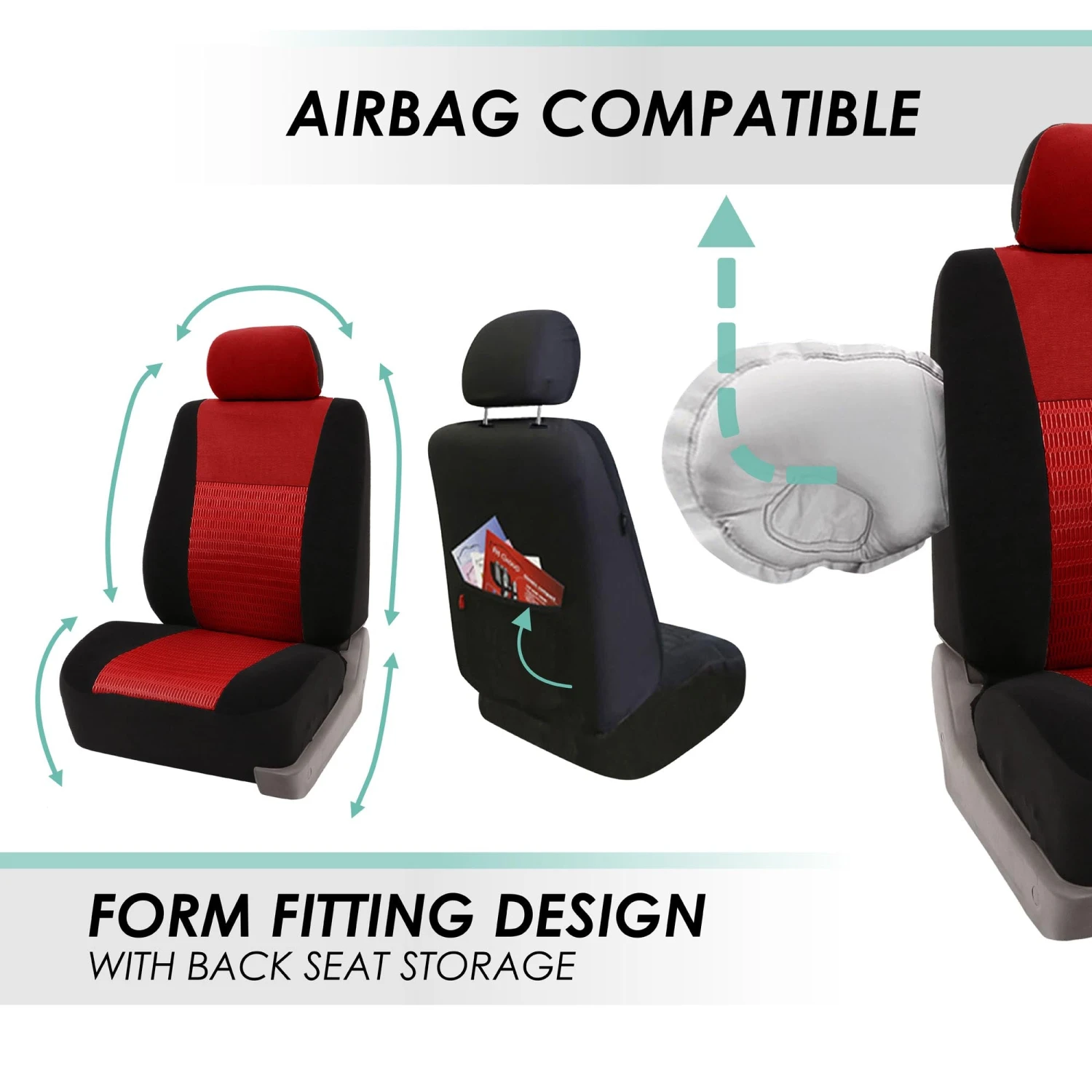 Trendy Elegance 3D Air Mesh Seat Covers - Full Set Red(Trendy Elegance 3d Air Mesh Seat Covers Full Set Red) 5 Trendy Elegance 3D Air Mesh Seat Covers - Full Set Red(Trendy Elegance 3d Air Mesh Seat Covers Full Set Red) - Image 5