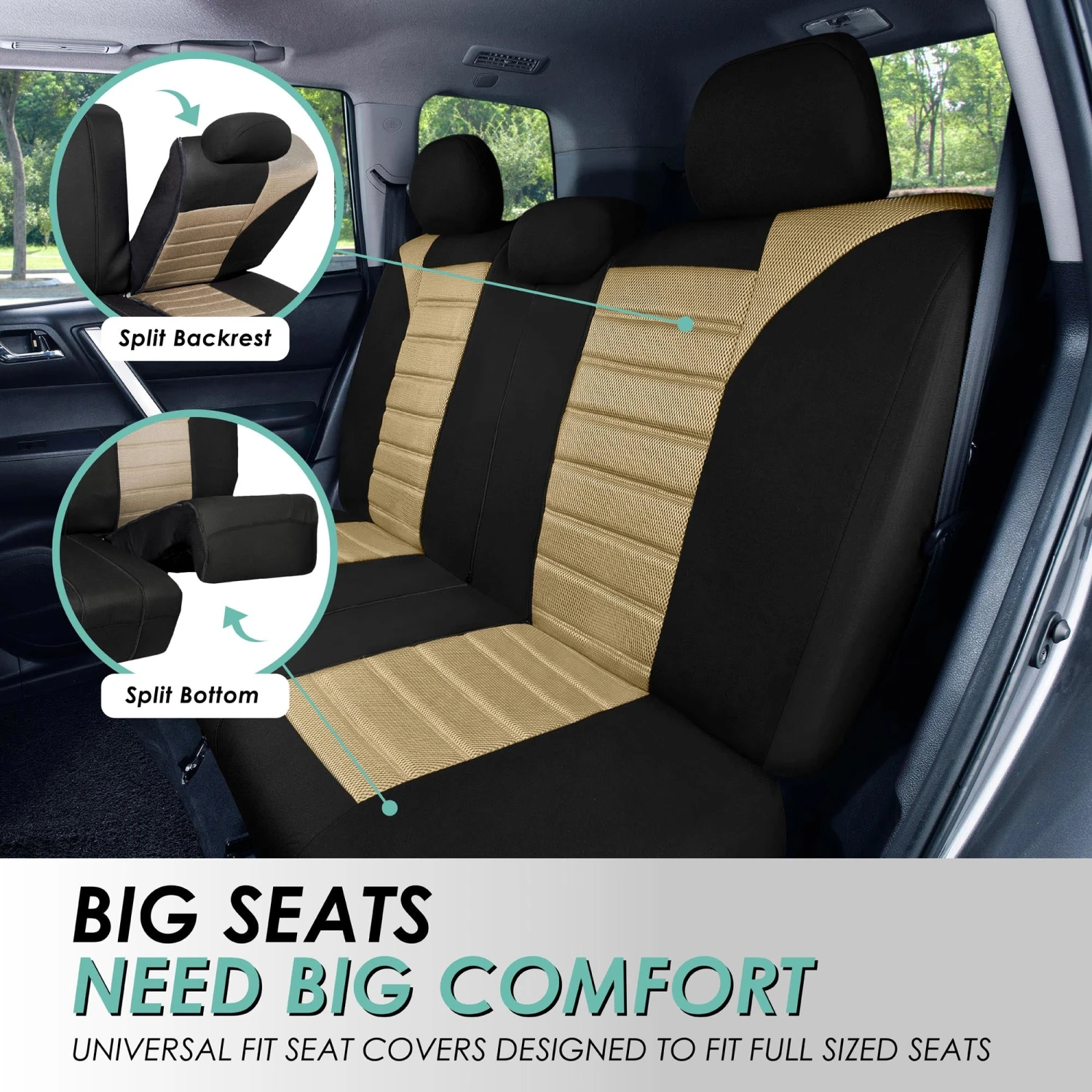 Premium 3D Air Mesh Seat Covers - Rear Beige(Premium 3d Air Mesh Seat Covers Rear Beige) 4 Premium 3D Air Mesh Seat Covers - Rear Beige(Premium 3d Air Mesh Seat Covers Rear Beige) - Image 4