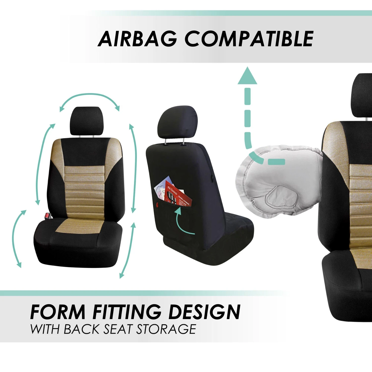 Premium 3D Air Mesh Seat Covers - Rear Beige(Premium 3d Air Mesh Seat Covers Rear Beige) 5 Premium 3D Air Mesh Seat Covers - Rear Beige(Premium 3d Air Mesh Seat Covers Rear Beige) - Image 5