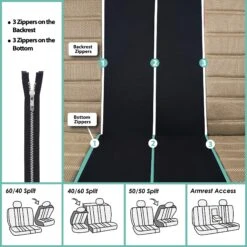 Premium 3D Air Mesh Seat Covers - Full Set Beige(Premium 3d Air Mesh Seat Covers Full Set Beige) -FH Group fb068 beige 7 2