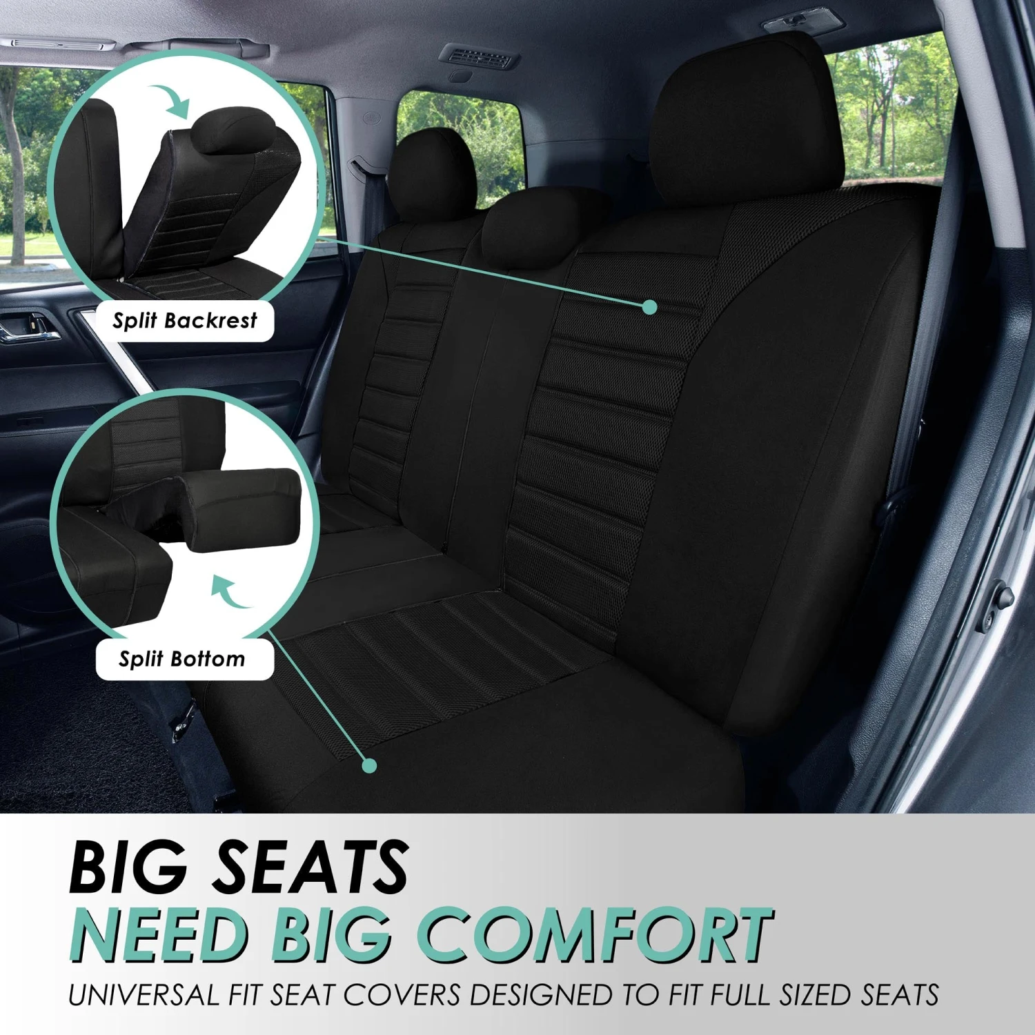Premium 3D Air Mesh Seat Covers - Full Set Black(Premium 3d Air Mesh Seat Covers Full Set Black) 4 Premium 3D Air Mesh Seat Covers - Full Set Black(Premium 3d Air Mesh Seat Covers Full Set Black) - Image 4