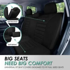 Premium 3D Air Mesh Seat Covers - Rear Black(Premium 3d Air Mesh Seat Covers Rear Black) -FH Group fb068 black 4 2