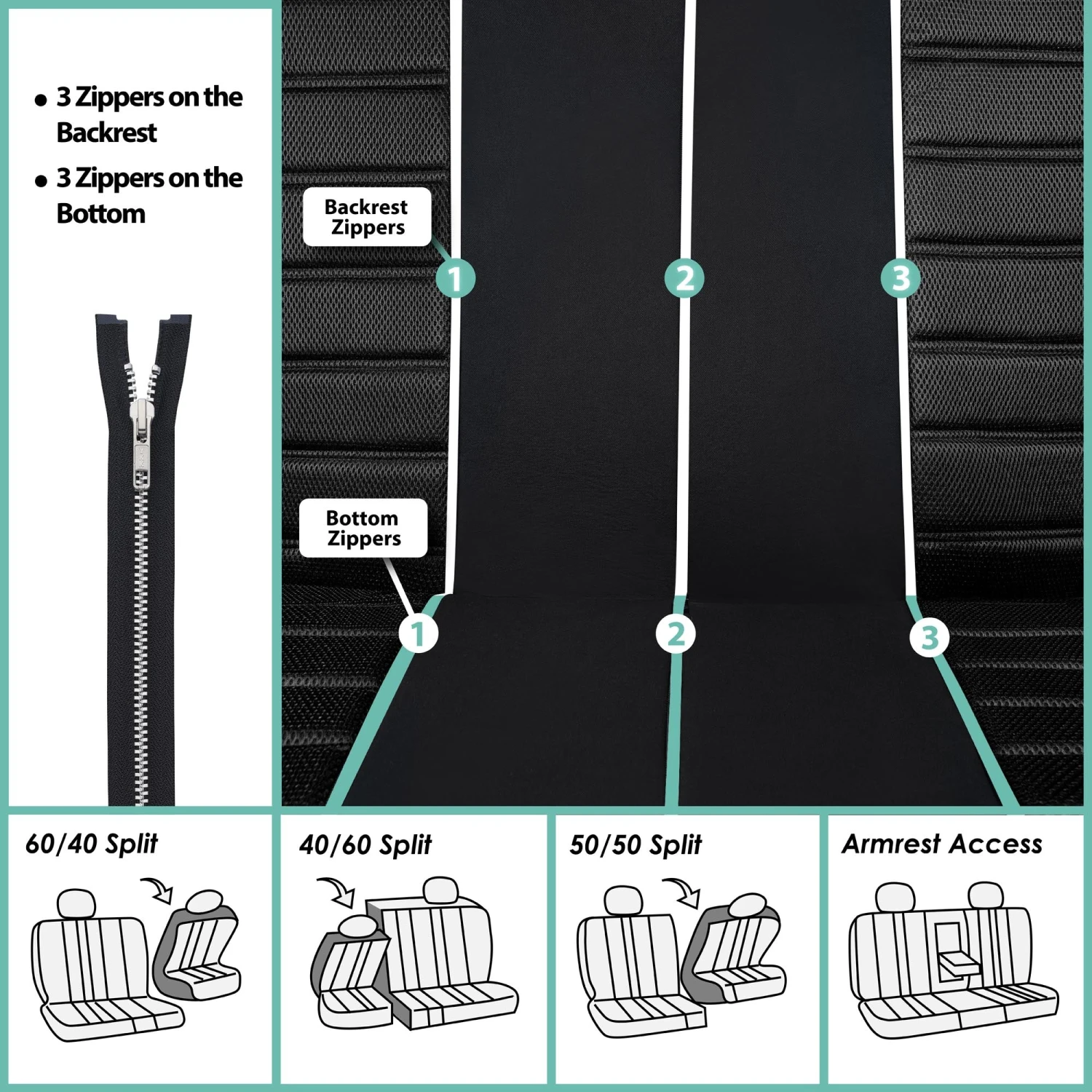 Premium 3D Air Mesh Seat Covers - Full Set Black(Premium 3d Air Mesh Seat Covers Full Set Black) 7 Premium 3D Air Mesh Seat Covers - Full Set Black(Premium 3d Air Mesh Seat Covers Full Set Black) - Image 7