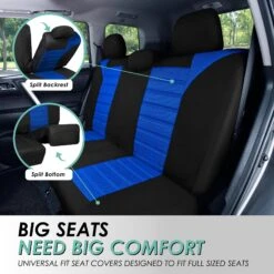 Premium 3D Air Mesh Seat Covers - Rear Blue(Premium 3d Air Mesh Seat Covers Rear Blue) -FH Group fb068 blue 4 2