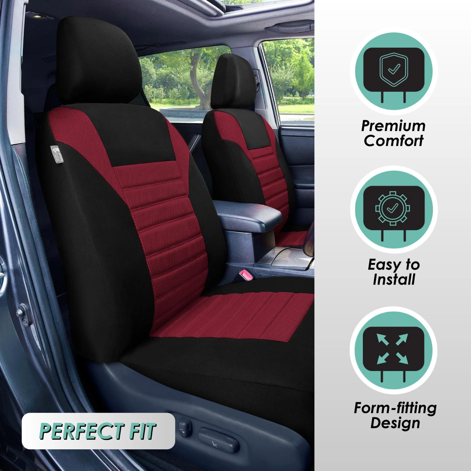 Premium 3D Air Mesh Seat Covers - Rear Burgundy(Premium 3d Air Mesh Seat Covers Rear Burgundy) 2 Premium 3D Air Mesh Seat Covers - Rear Burgundy(Premium 3d Air Mesh Seat Covers Rear Burgundy) - Image 2