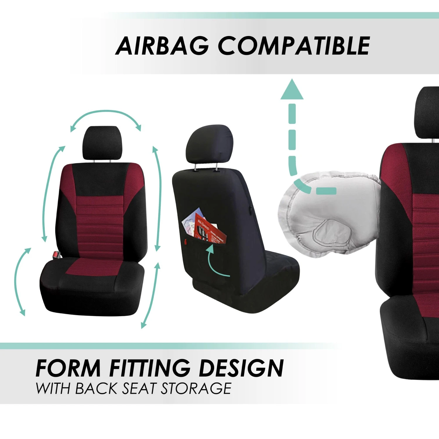 Premium 3D Air Mesh Seat Covers - Rear Burgundy(Premium 3d Air Mesh Seat Covers Rear Burgundy) 5 Premium 3D Air Mesh Seat Covers - Rear Burgundy(Premium 3d Air Mesh Seat Covers Rear Burgundy) - Image 5