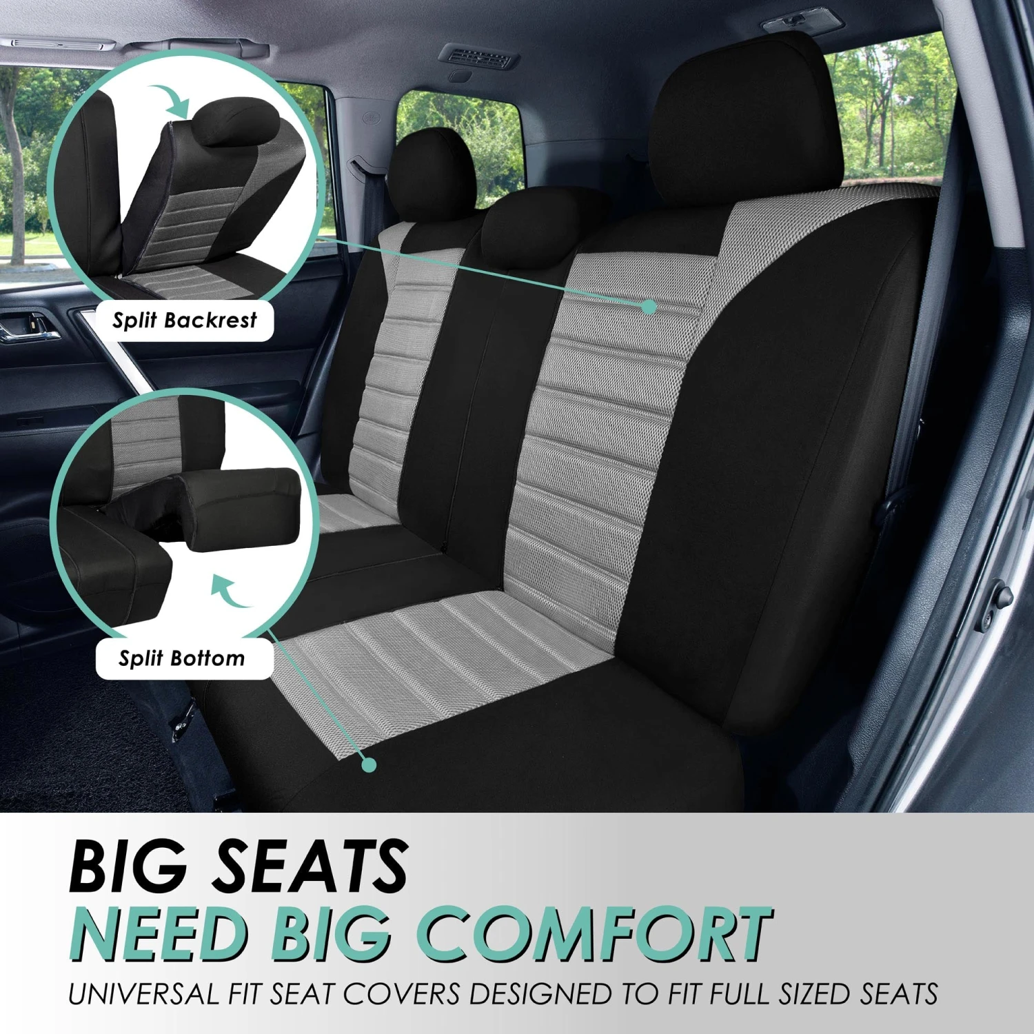 Premium 3D Air Mesh Seat Covers - Front Set Gray(Premium 3d Air Mesh Seat Covers Front Set Gray) 4 Premium 3D Air Mesh Seat Covers - Front Set Gray(Premium 3d Air Mesh Seat Covers Front Set Gray) - Image 4
