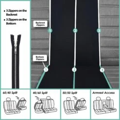 Premium 3D Air Mesh Seat Covers - Full Set Gray(Premium 3d Air Mesh Seat Covers Full Set Gray) -FH Group fb068 gray 7