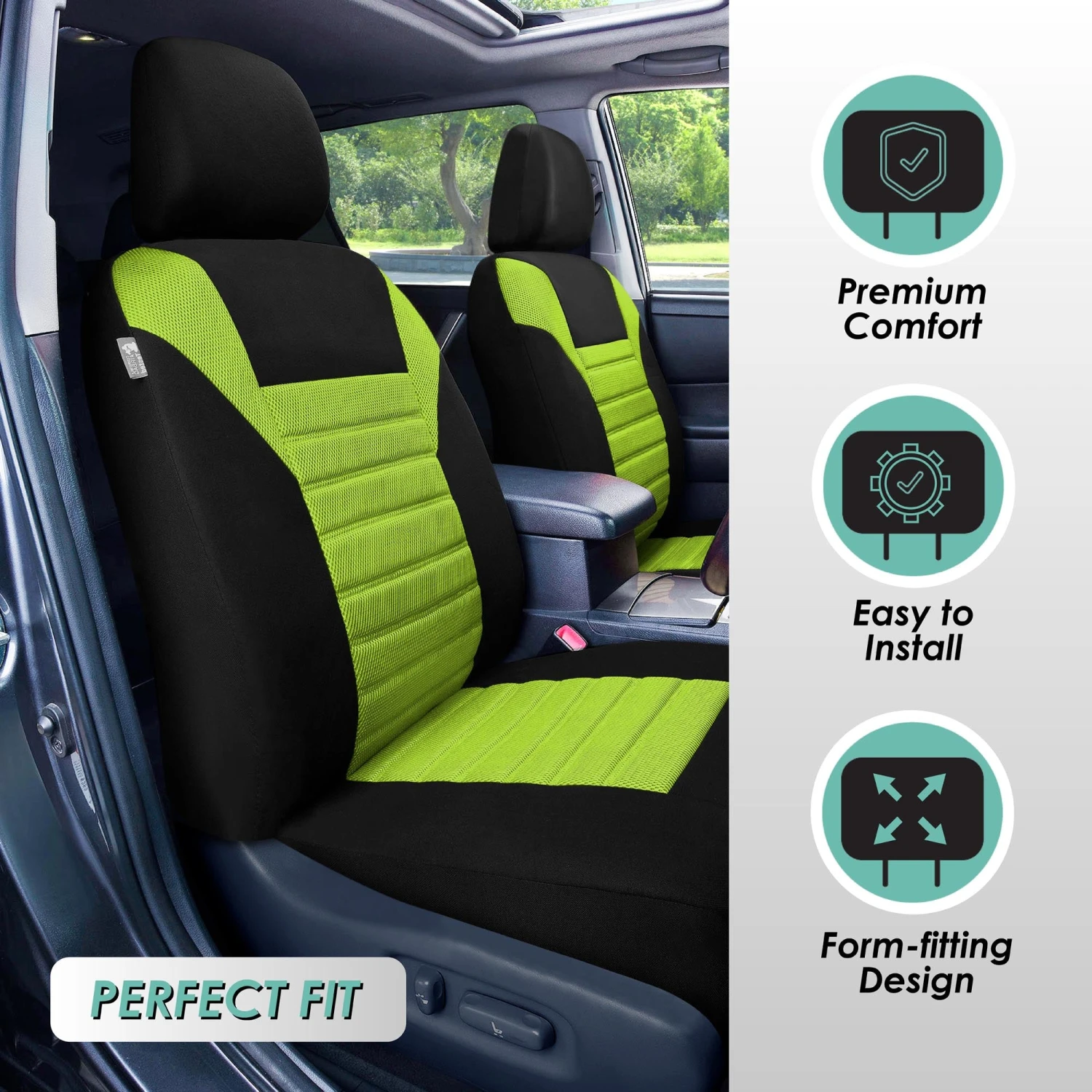 Premium 3D Air Mesh Seat Covers - Full Set Green(Premium 3d Air Mesh Seat Covers Full Set Green) 2 Premium 3D Air Mesh Seat Covers - Full Set Green(Premium 3d Air Mesh Seat Covers Full Set Green) - Image 2