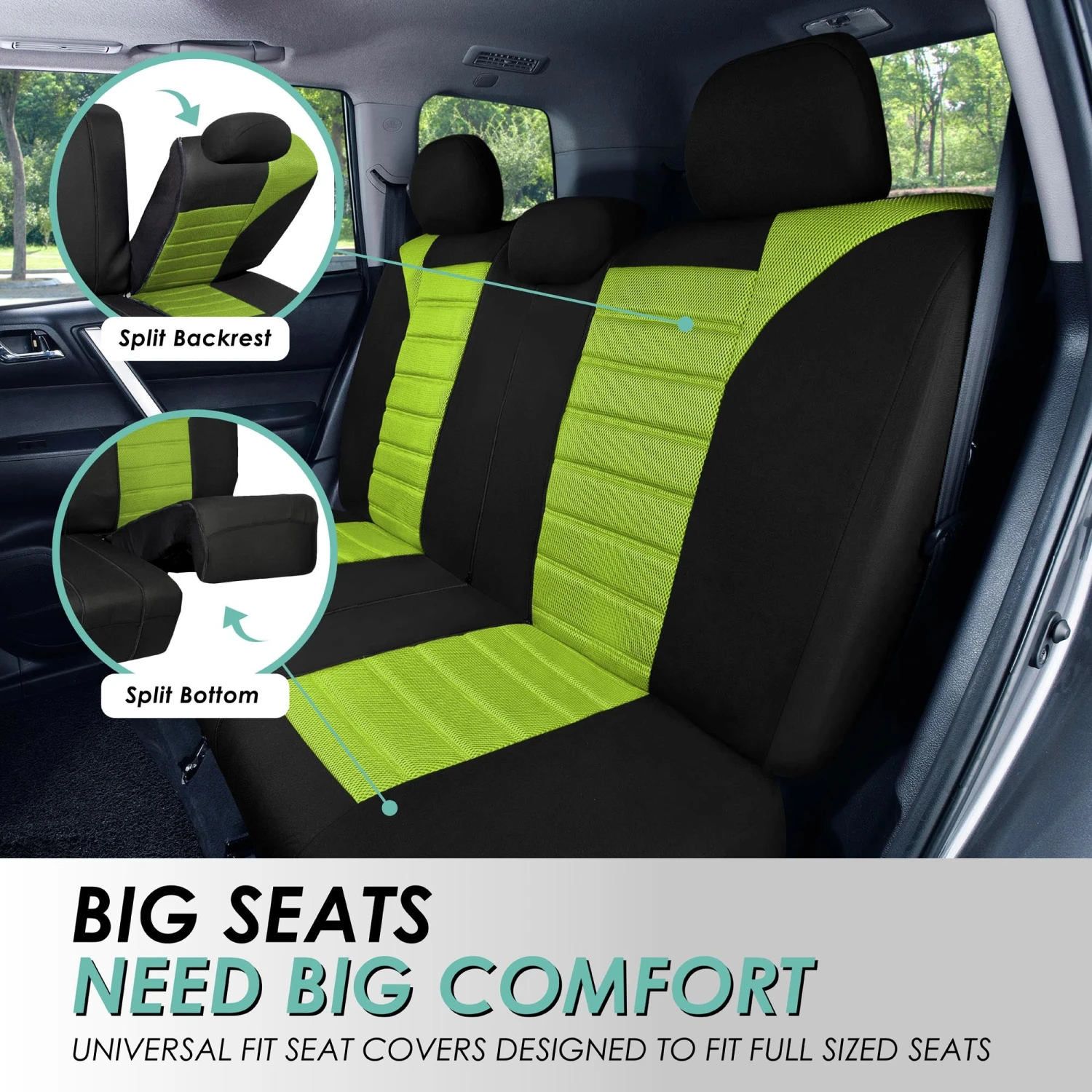 Premium 3D Air Mesh Seat Covers - Full Set Green(Premium 3d Air Mesh Seat Covers Full Set Green) 4 Premium 3D Air Mesh Seat Covers - Full Set Green(Premium 3d Air Mesh Seat Covers Full Set Green) - Image 4