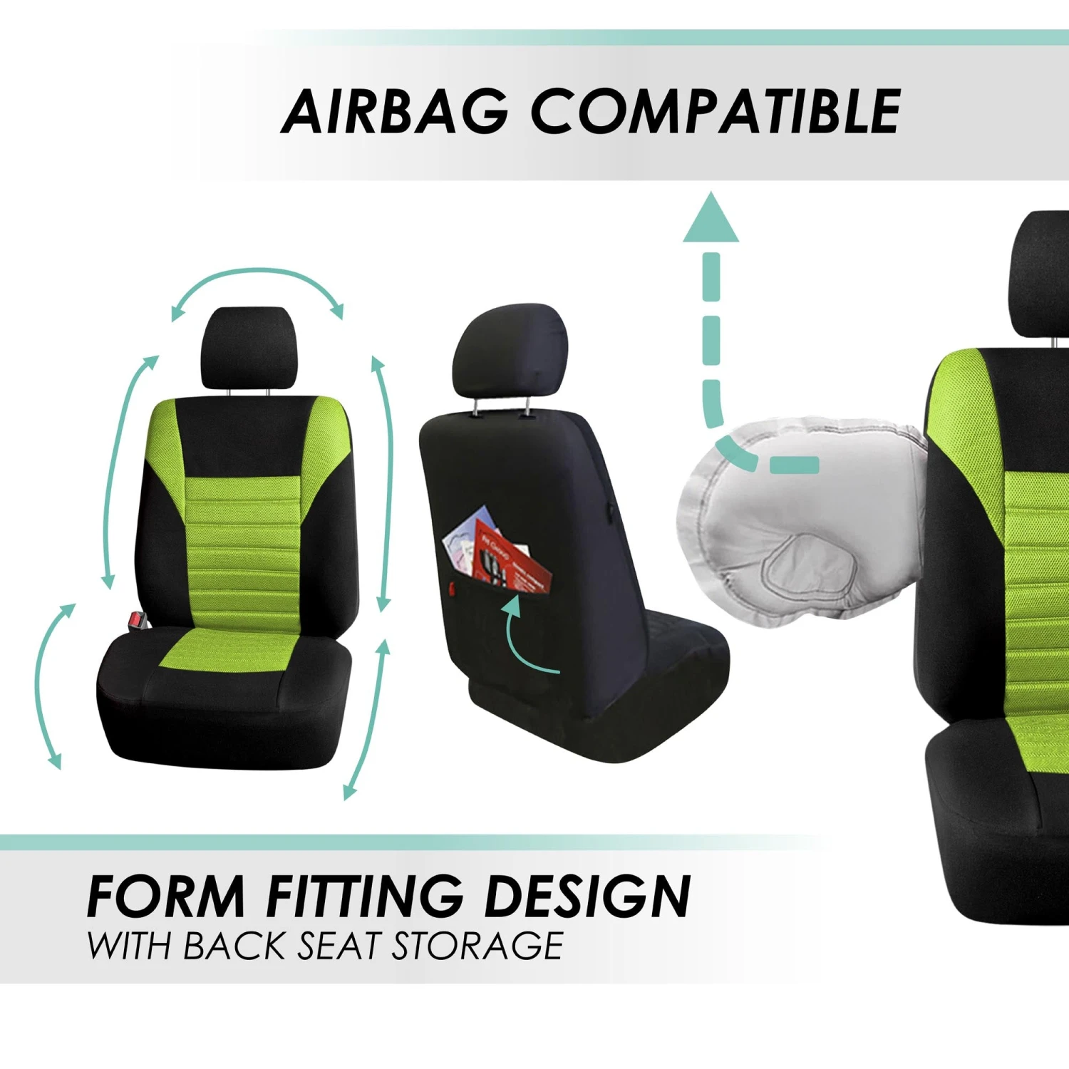 Premium 3D Air Mesh Seat Covers - Full Set Green(Premium 3d Air Mesh Seat Covers Full Set Green) 5 Premium 3D Air Mesh Seat Covers - Full Set Green(Premium 3d Air Mesh Seat Covers Full Set Green) - Image 5