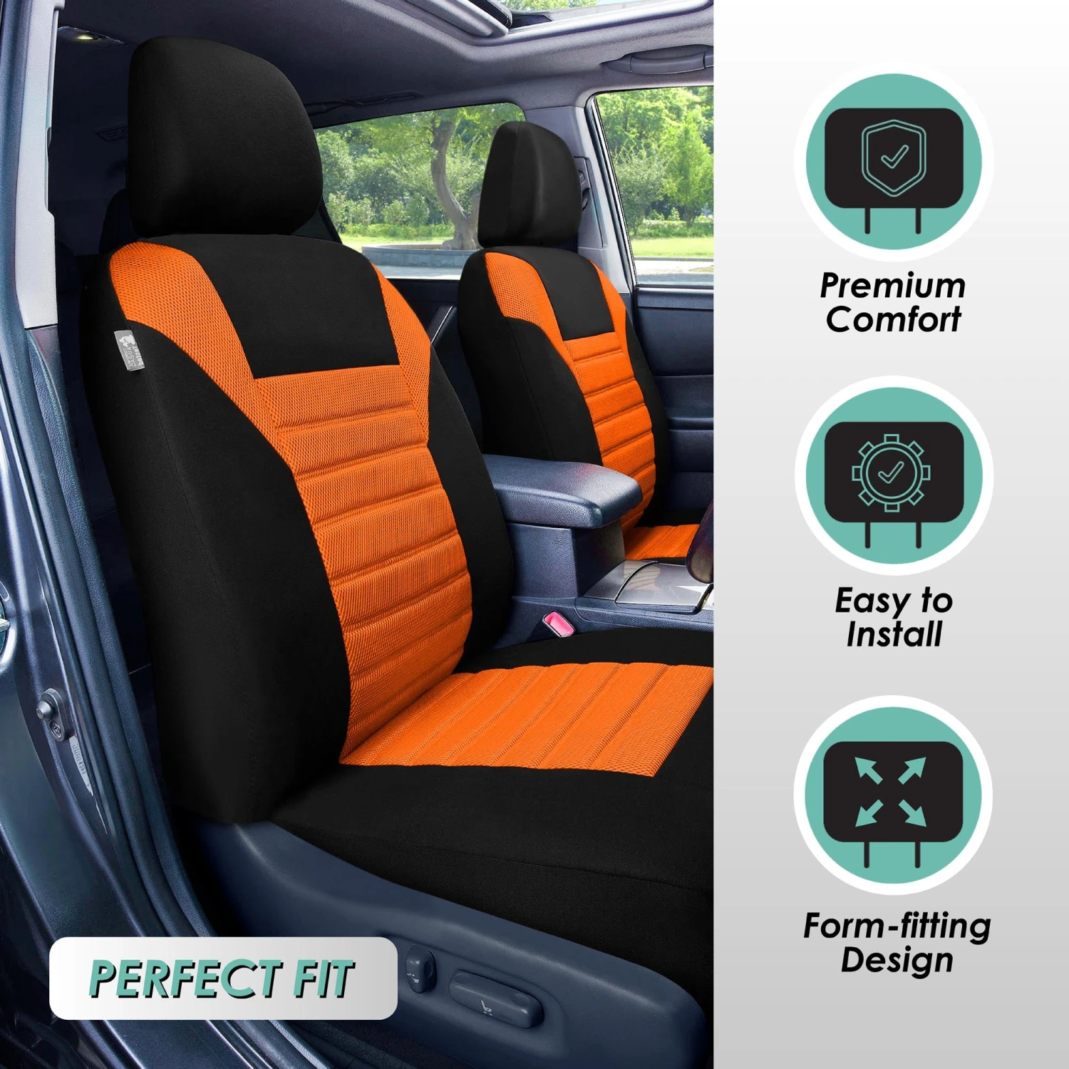 Premium 3D Air Mesh Seat Covers - Rear Orange(Premium 3d Air Mesh Seat Covers Rear Orange) 2 Premium 3D Air Mesh Seat Covers - Rear Orange(Premium 3d Air Mesh Seat Covers Rear Orange) - Image 2