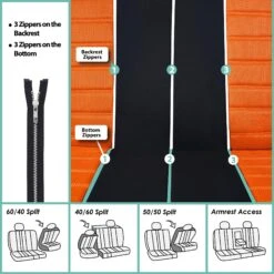 Premium 3D Air Mesh Seat Covers - Rear Orange(Premium 3d Air Mesh Seat Covers Rear Orange) 13 Premium 3D Air Mesh Seat Covers - Rear Orange(Premium 3d Air Mesh Seat Covers Rear Orange) -FH Group fb068 orange 7 1