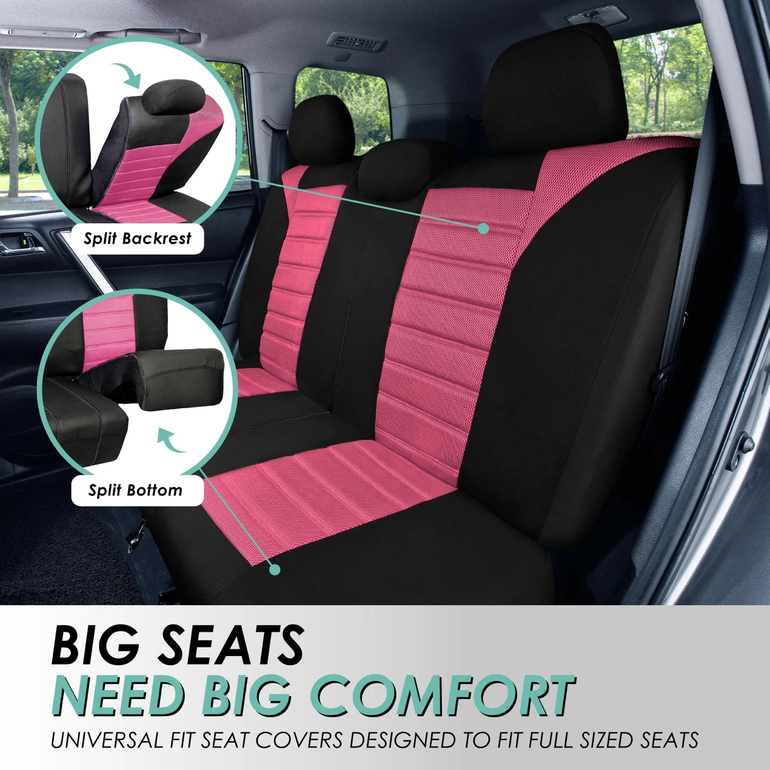 Premium 3D Air Mesh Seat Covers - Rear Pink(Premium 3d Air Mesh Seat Covers Rear Pink) 4 Premium 3D Air Mesh Seat Covers - Rear Pink(Premium 3d Air Mesh Seat Covers Rear Pink) - Image 4