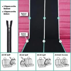 Premium 3D Air Mesh Seat Covers - Rear Pink(Premium 3d Air Mesh Seat Covers Rear Pink) 13 Premium 3D Air Mesh Seat Covers - Rear Pink(Premium 3d Air Mesh Seat Covers Rear Pink) -FH Group fb068 pink 7 1