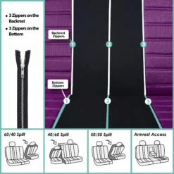 Premium 3D Air Mesh Seat Covers - Rear Purple(Premium 3d Air Mesh Seat Covers Rear Purple) -FH Group fb068 purple 7 1