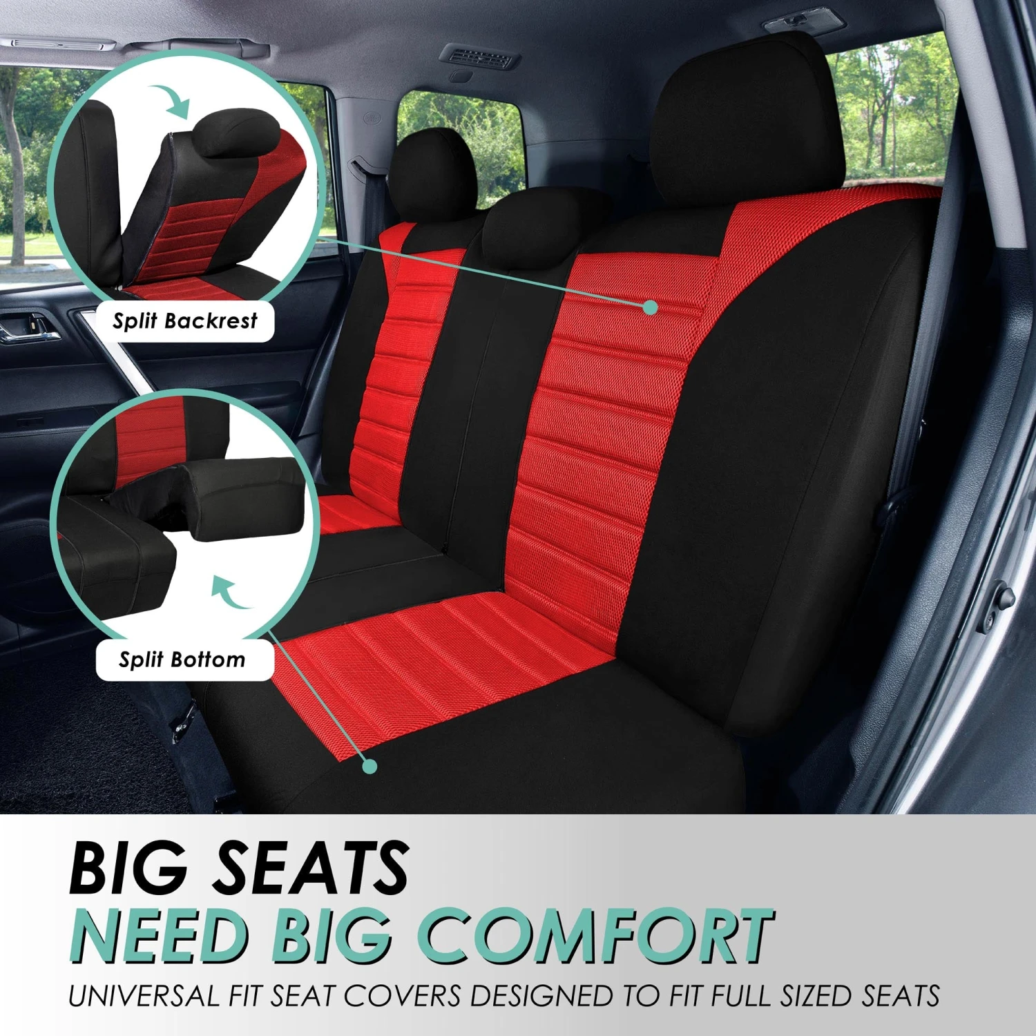 Premium 3D Air Mesh Seat Covers - Rear Red(Premium 3d Air Mesh Seat Covers Rear Red) 4 Premium 3D Air Mesh Seat Covers - Rear Red(Premium 3d Air Mesh Seat Covers Rear Red) - Image 4