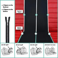 Premium 3D Air Mesh Seat Covers - Full Set Red(Premium 3d Air Mesh Seat Covers Full Set Red) -FH Group fb068 red 7 1