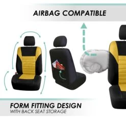 Premium 3D Air Mesh Seat Covers - Front Set Yellow(Premium 3d Air Mesh Seat Covers Front Set Yellow) -FH Group fb068 yellow 5 d67a2b70 dd24 40b4 8707 917f2207bd6d 1