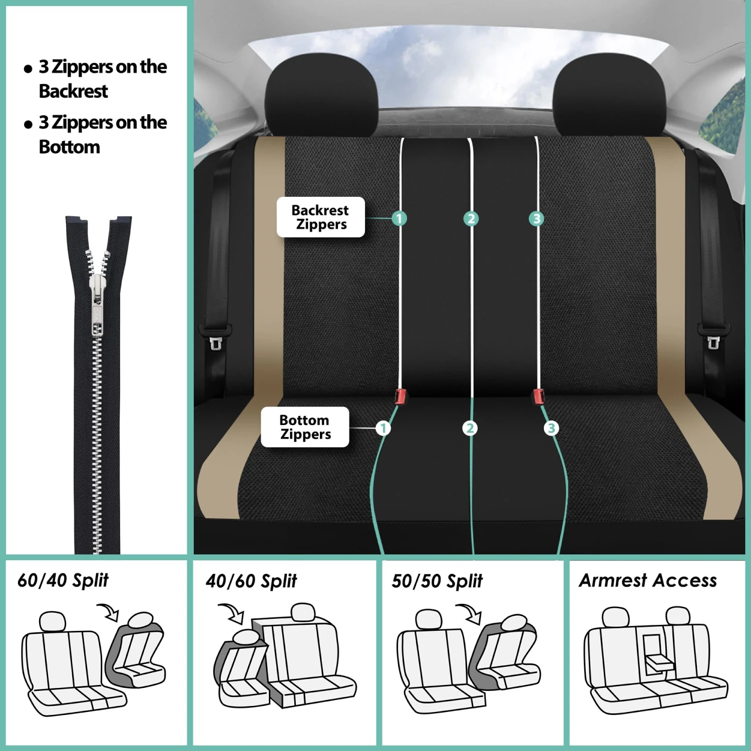 Sports Seat Covers - Rear Beige(Sports Seat Covers Rear Beige) 7 Sports Seat Covers - Rear Beige(Sports Seat Covers Rear Beige) - Image 7