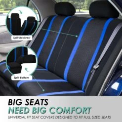 Sports Seat Covers - Rear Blue(Sports Seat Covers Rear Blue) -FH Group fb070 blue 4 2