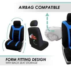 Sports Seat Covers - Front Set Blue(Sports Seat Covers Front Set Blue) -FH Group fb070 blue 5 1
