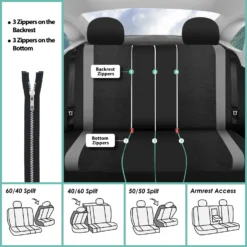 Sports Seat Covers - Full Set Gray(Sports Seat Covers Full Set Gray) -FH Group fb070 gray 7 2