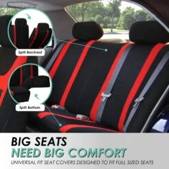 Sports Seat Covers - Front Set Red(Sports Seat Covers Front Set Red) 10 Sports Seat Covers - Front Set Red(Sports Seat Covers Front Set Red) -FH Group fb070 red 4