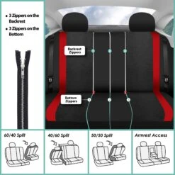 Sports Seat Covers - Front Set Red(Sports Seat Covers Front Set Red) 13 Sports Seat Covers - Front Set Red(Sports Seat Covers Front Set Red) -FH Group fb070 red 7