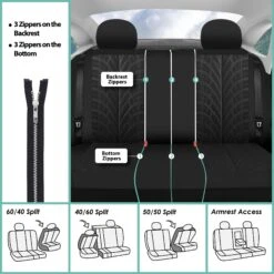 Travel Master Seat Covers - Full Set Black(Travel Master Seat Covers Full Set Black) -FH Group fb071 black 7 2