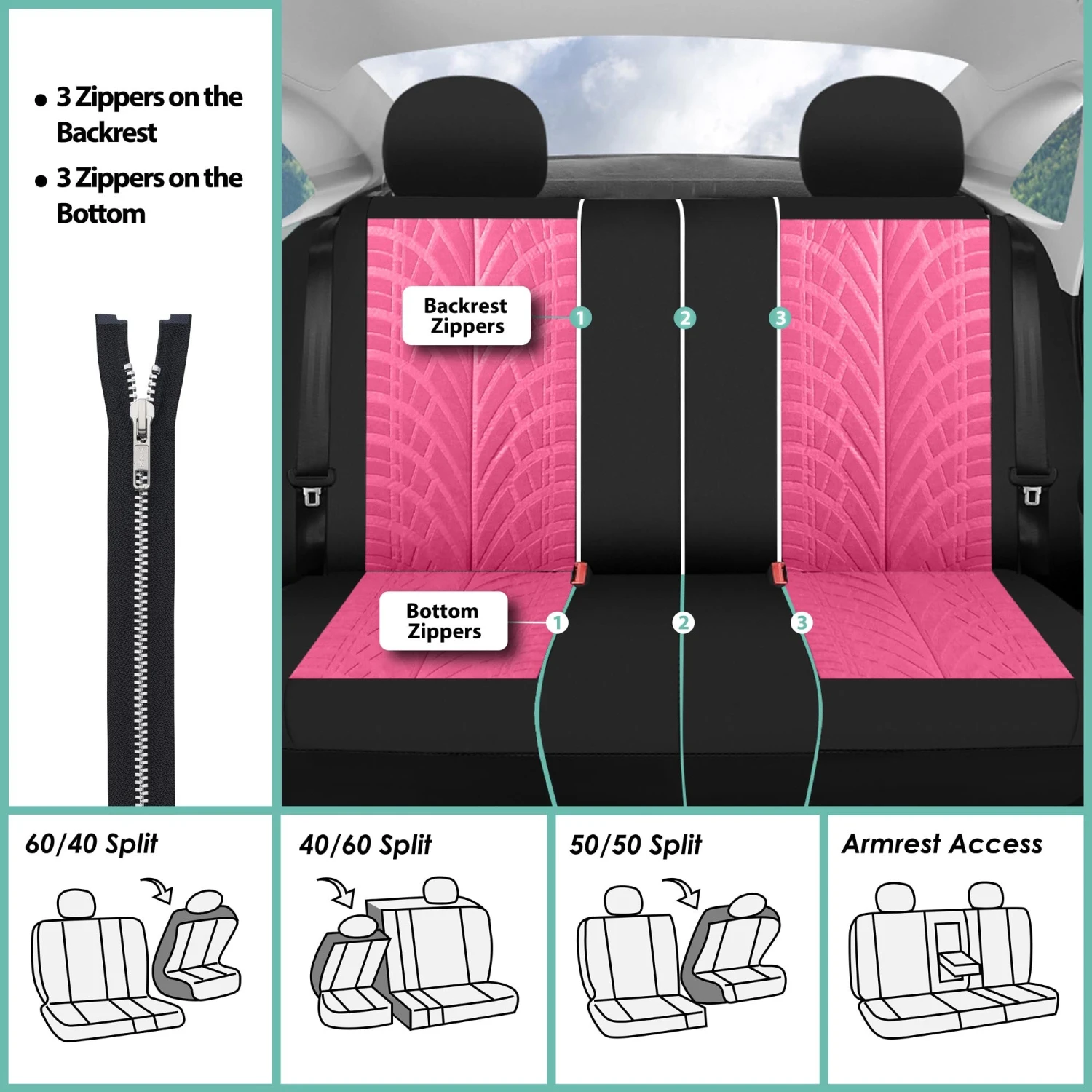 Travel Master Seat Covers - Full Set Pink(Travel Master Seat Covers Full Set Pink) 7 Travel Master Seat Covers - Full Set Pink(Travel Master Seat Covers Full Set Pink) - Image 7
