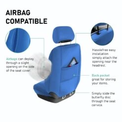 Ultraflex Neoprene Seat Covers - Front Set Solid Blue(Copy Of Neoprene Ultraflex Diamond Patterned Seat Covers Front Set Solid Blue 1) -FH Group fb091 blue 5