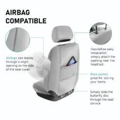 Ultraflex Neoprene Seat Covers - Front Set Solid Gray(Copy Of Copy Of Neoprene Ultraflex Diamond Patterned Seat Covers Front Set Solid Gray) -FH Group fb091 gray 5