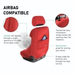 Ultraflex Neoprene Seat Covers - Front Set Solid Red(Neoprene Ultraflex Diamond Patterned Seat Covers Front Set Solid Red) -FH Group fb091 red 5